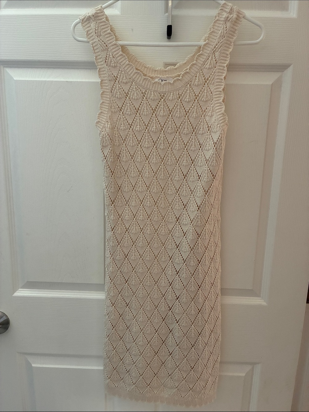 art class Cream Crochet Midi Dress